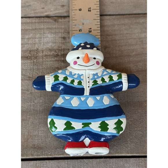 Vintage Department 56 Snowman Snowsuit Ornament Blue and White 5"‎ - Picture 12 of 13